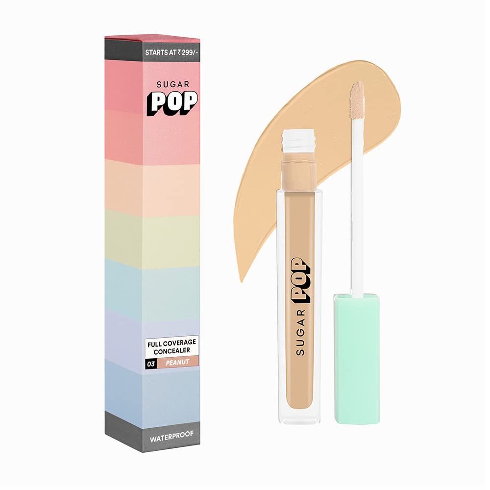 SUGAR POP Full Coverage Concealer – 03 Peanut for Medium to Dusky Skin Tone | Waterproof | Easy to Blend | Rich Matte Finish | 4 ml - SaumyasStore