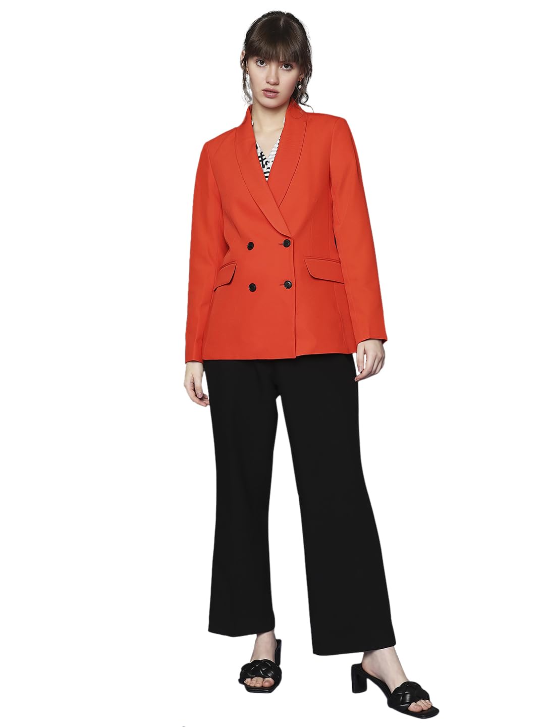 VERO MODA Women's Regular Blazer (10306955-Red Alert_Red - SaumyasStore