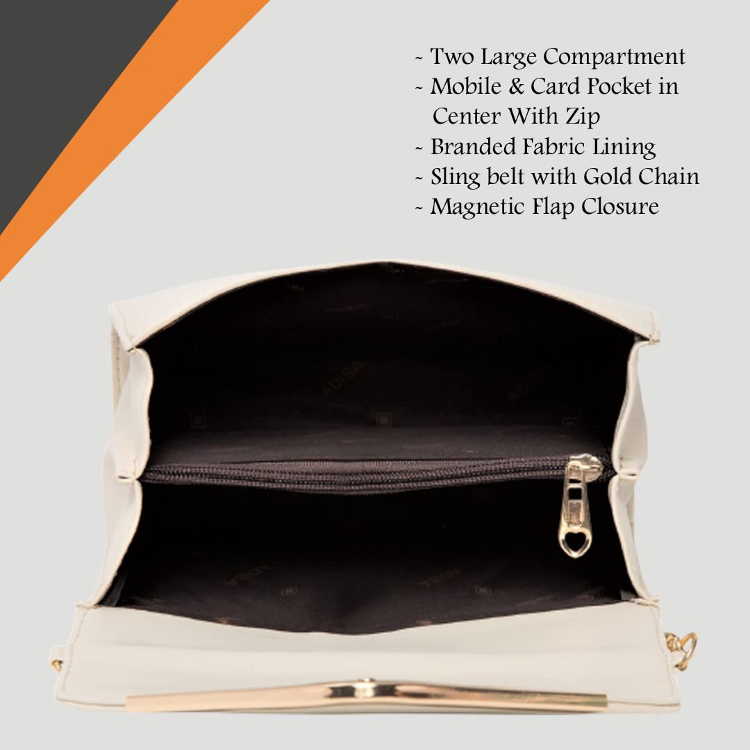 ADISA Women's Sling Bag (Off White) - SaumyasStore