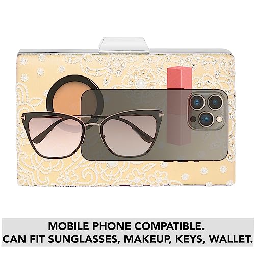 Peora Cream Clutch Purses for Women Handmade Evening Sling Handbag Stylish Bridal Fashion Clutch Bag for Girls - SaumyasStore