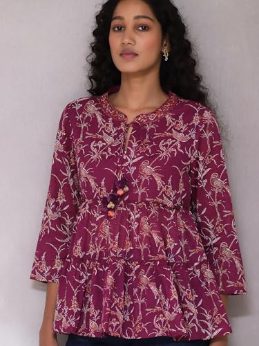 Aarke Ritu Kumar Purple Printed Top - SaumyasStore