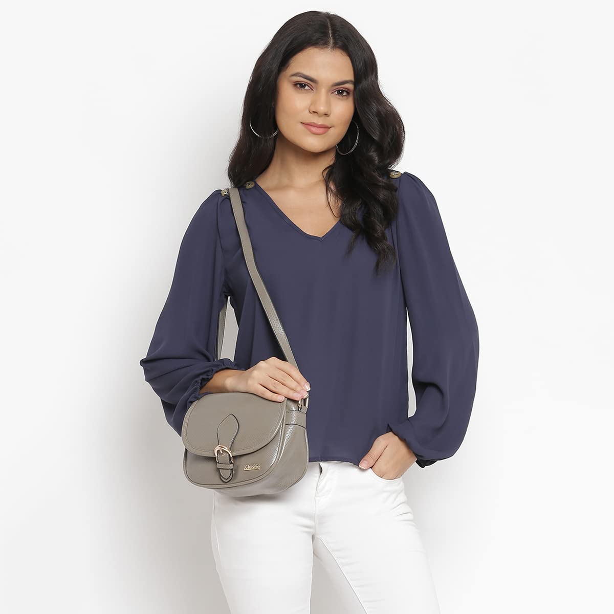 KLEIO Snake Faux Leather Side Cross Body Sling Bag for Women's/Girls (HO8053KL-GY)(GREY) - SaumyasStore