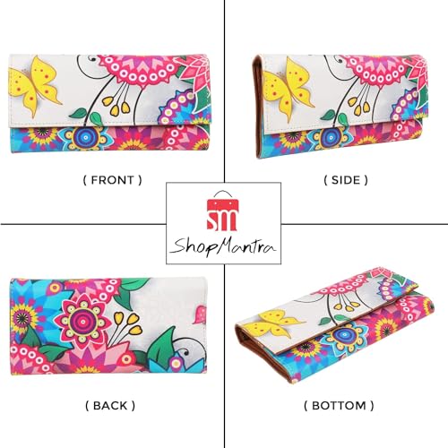 ShopMantra Wallet for Women's | Women's Wallet | Clutch | Vegan Leather | Holds Upto 11 Cards 1 ID Slot | 2 Notes and 1 Coin Compartment | Magnetic Closure | Multicolor - SaumyasStore