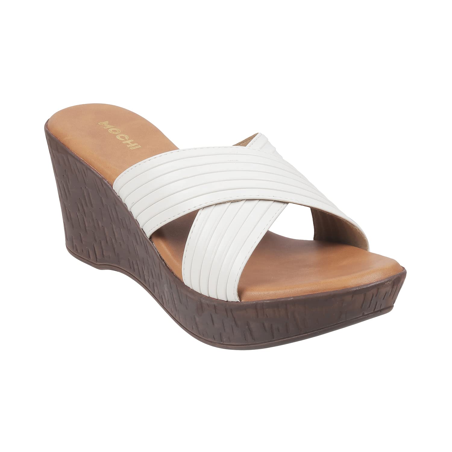 Mochi Women White Wedge Heel Slip-on - SaumyasStore