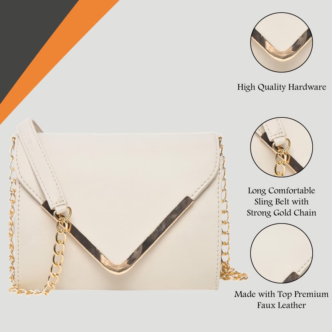 ADISA Women's Sling Bag (Off White) - SaumyasStore