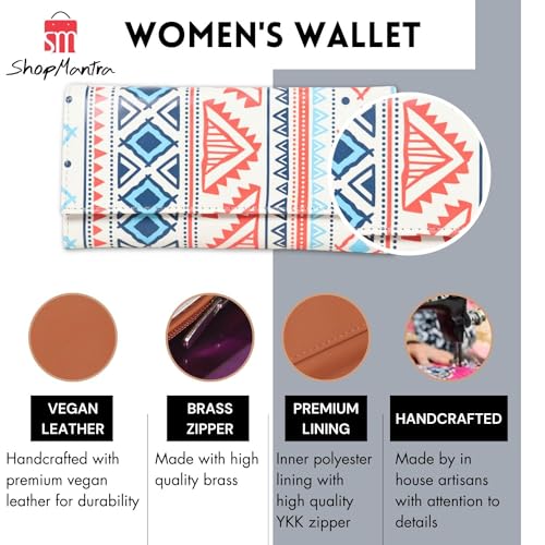ShopMantra Wallet for Women's | Women's Wallet |Clutch | Vegan Leather | 11 Cards 1 ID Slot | 2 Notes and 1 Coin Compartment |Magnetic Closure | Multicolor. - SaumyasStore
