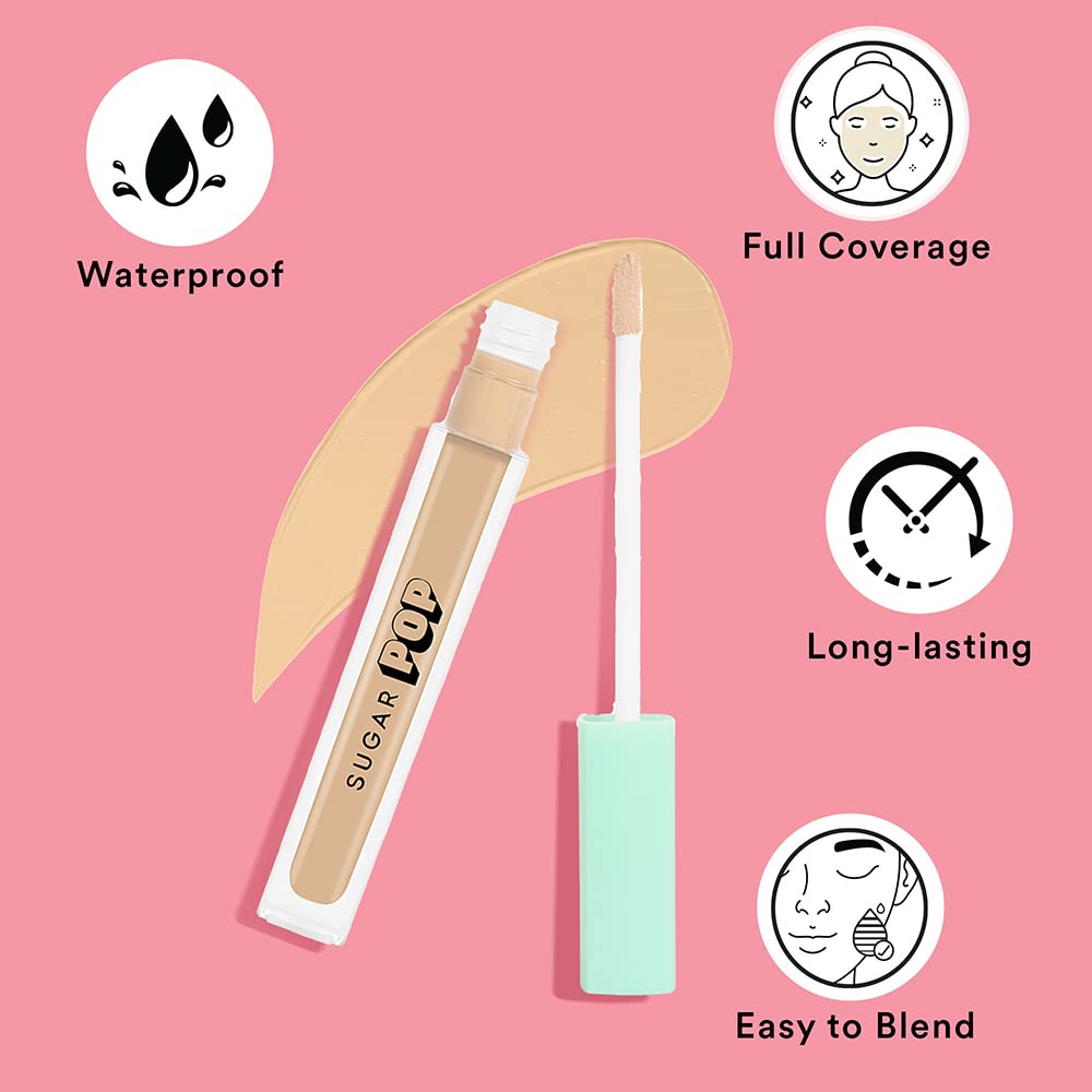 SUGAR POP Full Coverage Concealer – 03 Peanut for Medium to Dusky Skin Tone | Waterproof | Easy to Blend | Rich Matte Finish | 4 ml - SaumyasStore