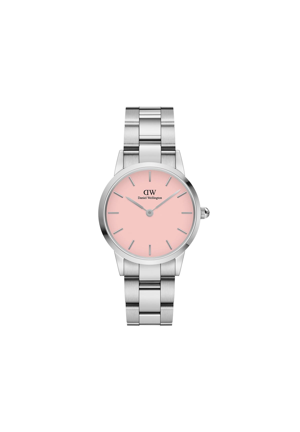 Daniel Wellington Iconic Link Blush 28mm Pink Dial Silver Watch for Women - SaumyasStore