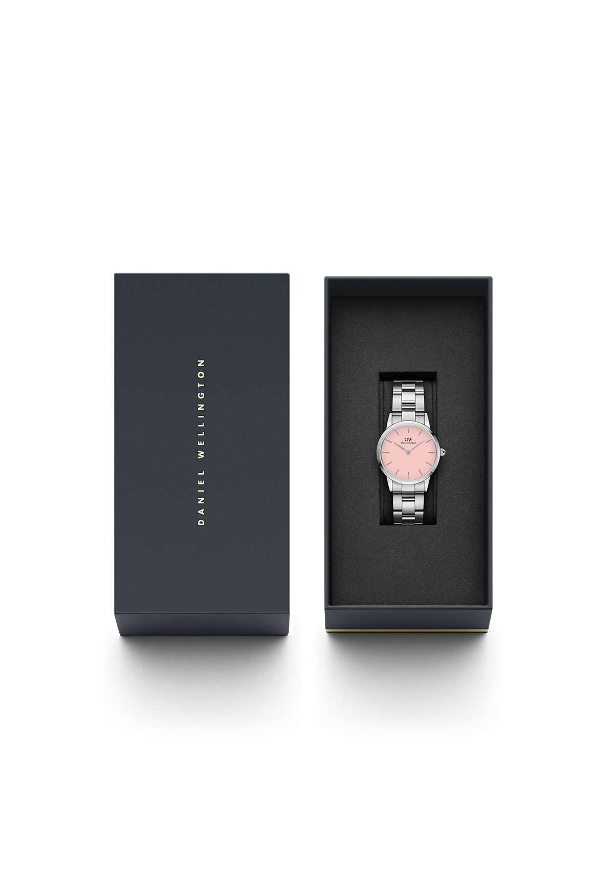 Daniel Wellington Iconic Link Blush 28mm Pink Dial Silver Watch for Women - SaumyasStore