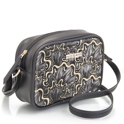 SACCI MUCCI Stylish Box Sling Bag for girls | Side Purse for Women Stylish Latest | Cross Body Sling Box Bags for Girls -Aquatic Mushrooms (Black) - SaumyasStore