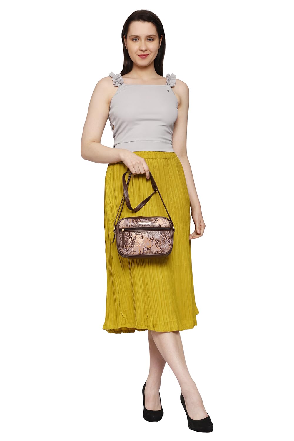 SACCI MUCCI Boxy Shoulder Sling Crossbody Bag for Women, Stylish Sling Bag For Girls, Ladies Purse, Shoulder Bag, Gift for Girls - Botanical (Brown) - SaumyasStore