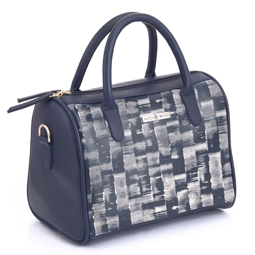 SACCI MUCCI Women's Handbag | Women's Tote Bag | Women's Top-Handle Bags | Women's Satchels- Irregular Stripes Tie Dye (Navy Blue) - SaumyasStore