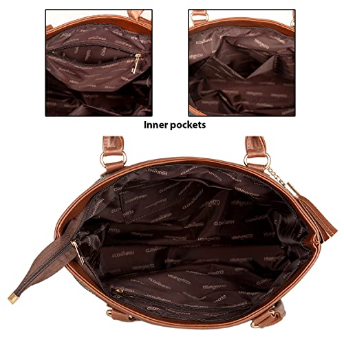 THE CLOWNFISH Percy Printed Handicraft Fabric Handbag for Women Office Bag Ladies Shoulder Bag Tote For Women College Girls (White with Grey stripes) - SaumyasStore