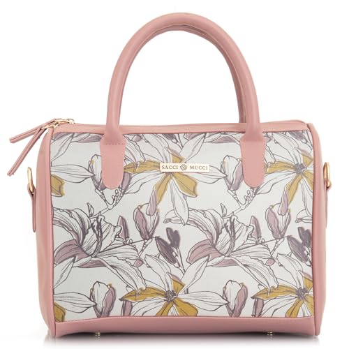 SACCI MUCCI Women's Handbag | Women's Tote Bag | Women's Top-Handle Bags | Women's Satchels | Women's Hobos & Shoulder Bags-Magnolia Floral Print (Blush) - SaumyasStore