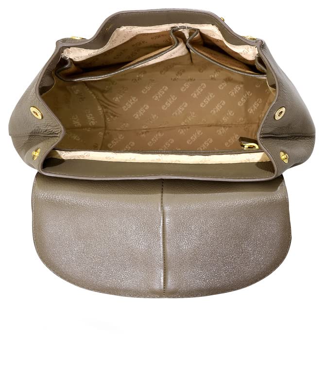 eske Linda - Genuine Leather Backpack- Solid Pattern - Spacious Compartments - Work & Travel Bag - Durable & Water Resistant - Adjustable Strap - For Women - SaumyasStore