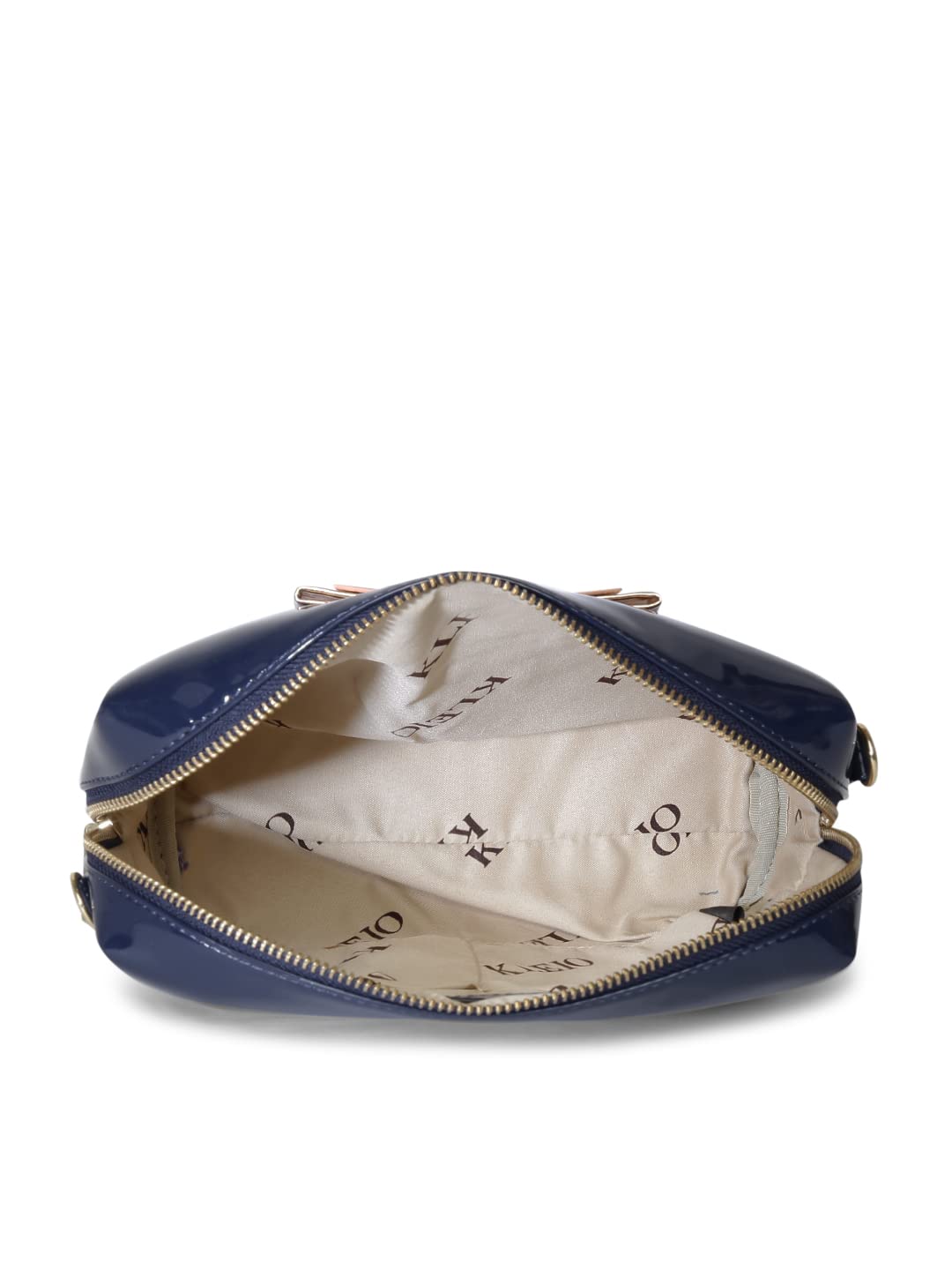 KLEIO Patent PU Leather Sling Crossbody Pouch for Women and Girls (HO8061KL-NB)(NAVY BLUE) - SaumyasStore