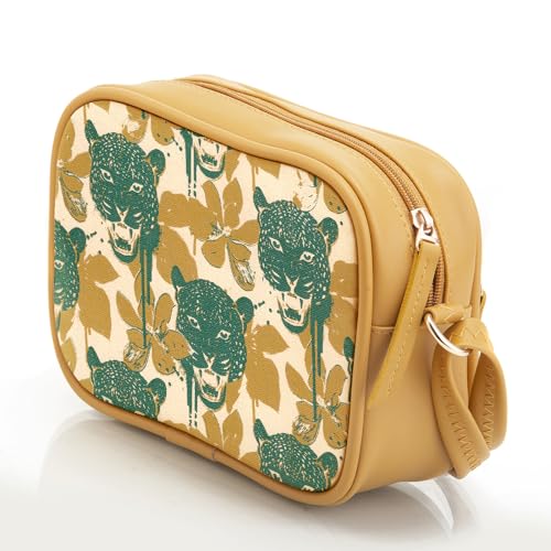 SACCI MUCCI Stylish Box Sling Bag for girls | Side Purse for Women Stylish Latest | Cross Body Sling Box Bags for Girls - Wild Print (Mustard) - SaumyasStore