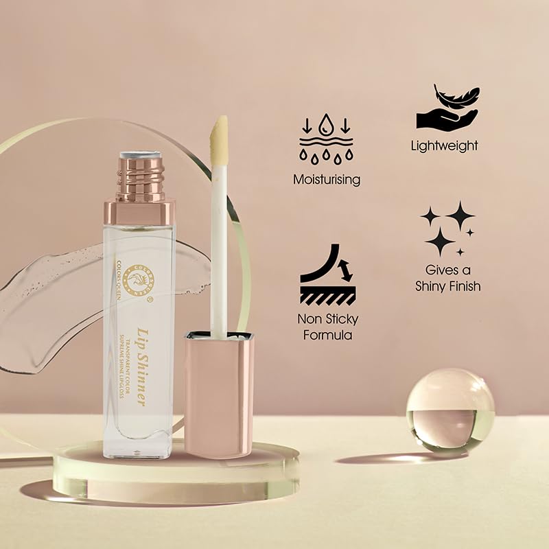 Colors Queen Supreme Shine Lip Gloss – Transparent – 5ml | Lightweight, Non Sticky and Hydrating Lip Gloss for Women - SaumyasStore