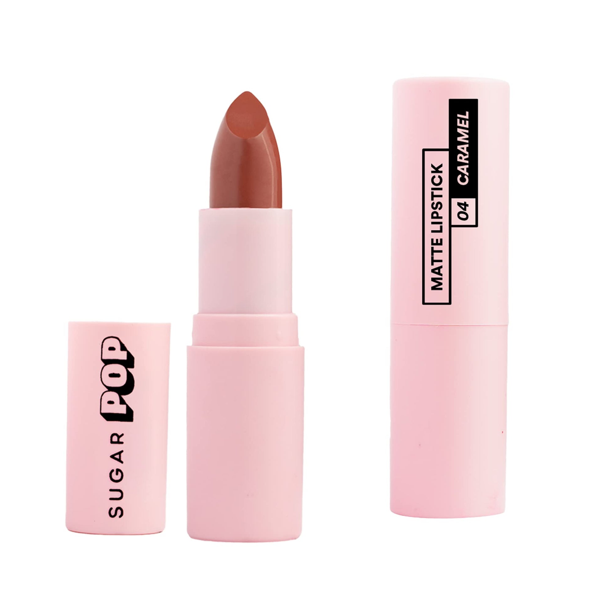SUGAR POP Matte Lipstick - 04 Caramel (Peachy Brown) – 4.2 gm – Non-drying Formula, Long Lasting, Vegan, Paraben Free l Lipstick for Women - SaumyasStore