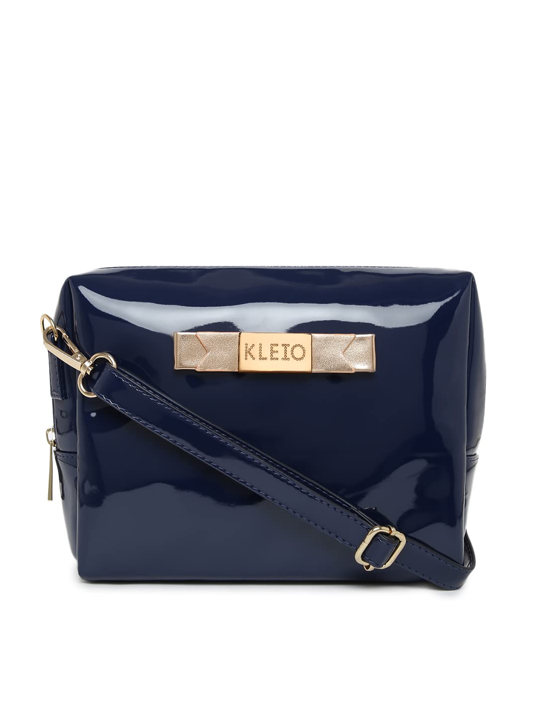 KLEIO Patent PU Leather Sling Crossbody Pouch for Women and Girls (HO8061KL-NB)(NAVY BLUE) - SaumyasStore