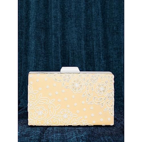 Peora Cream Clutch Purses for Women Handmade Evening Sling Handbag Stylish Bridal Fashion Clutch Bag for Girls - SaumyasStore