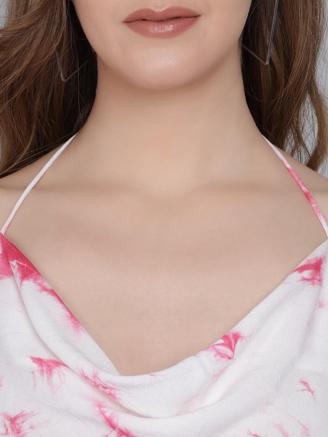 FLAMBOYANT Casual Sleeveless Tie & Dye Women Pink Top - SaumyasStore