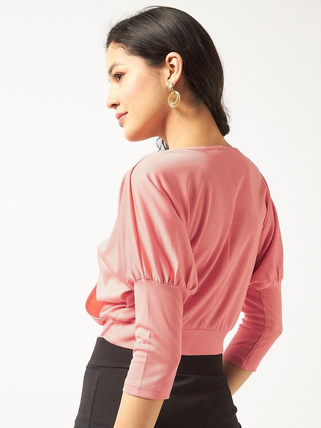 Women's Solid Kimono Rib Top For Women's - SaumyasStore