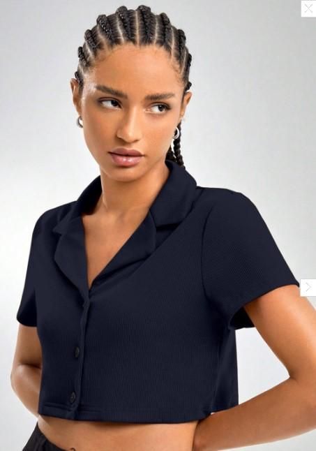 AAHWAN Solid Shirt Style Crop Top For Women's - SaumyasStore