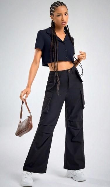 AAHWAN Solid Shirt Style Crop Top For Women's - SaumyasStore