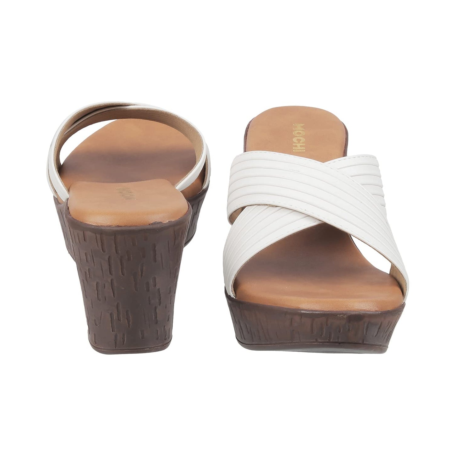 Mochi Women White Wedge Heel Slip-on - SaumyasStore