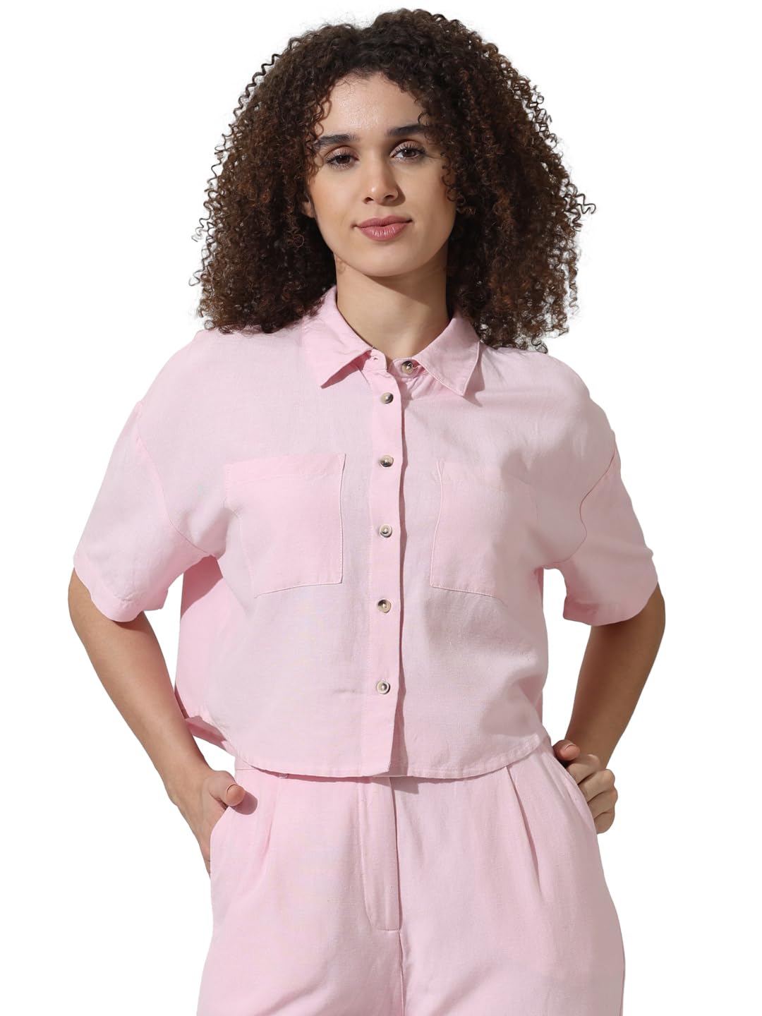 ONLY Women's Loose Fit Shirt (15333492-Roseate Spoonbill_Roseate - SaumyasStore