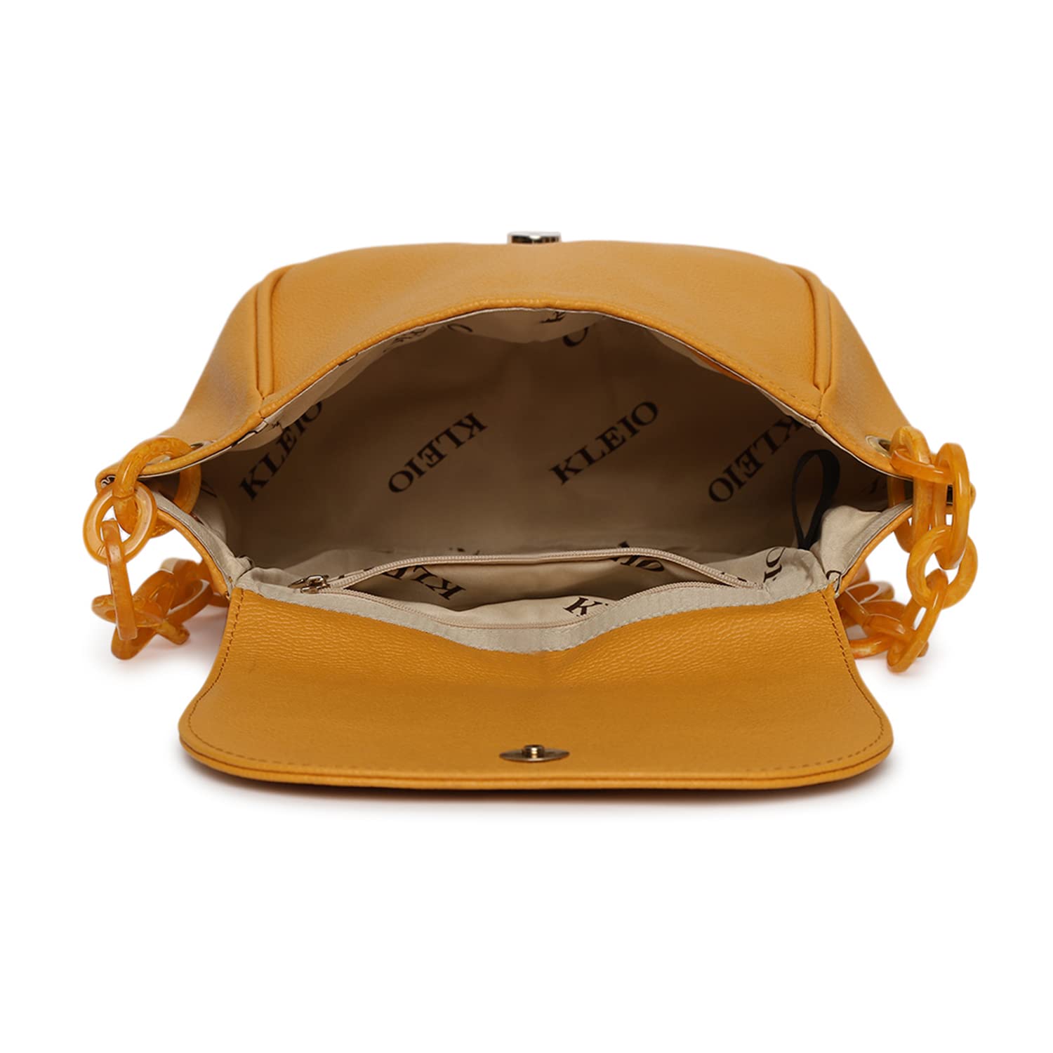 KLEIO Leather Side Sling Bag (Mustard) for Women with Adjustable Shoulder Strap & Magnetic Flap Closure | Short Strap Crossbody Bag for Girls to use Everyday in Formal and Casual Setting - SaumyasStore