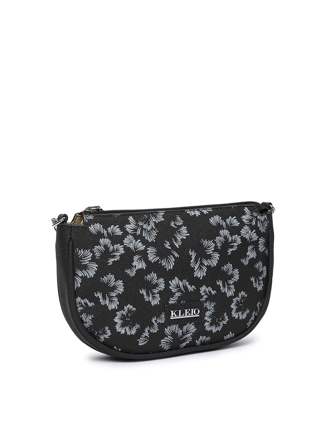 KLEIO Printed PU Leather Light Weight Double Sling Cross body Side Bag for Women and Girls(HO8071KL-BL)(Black) - SaumyasStore