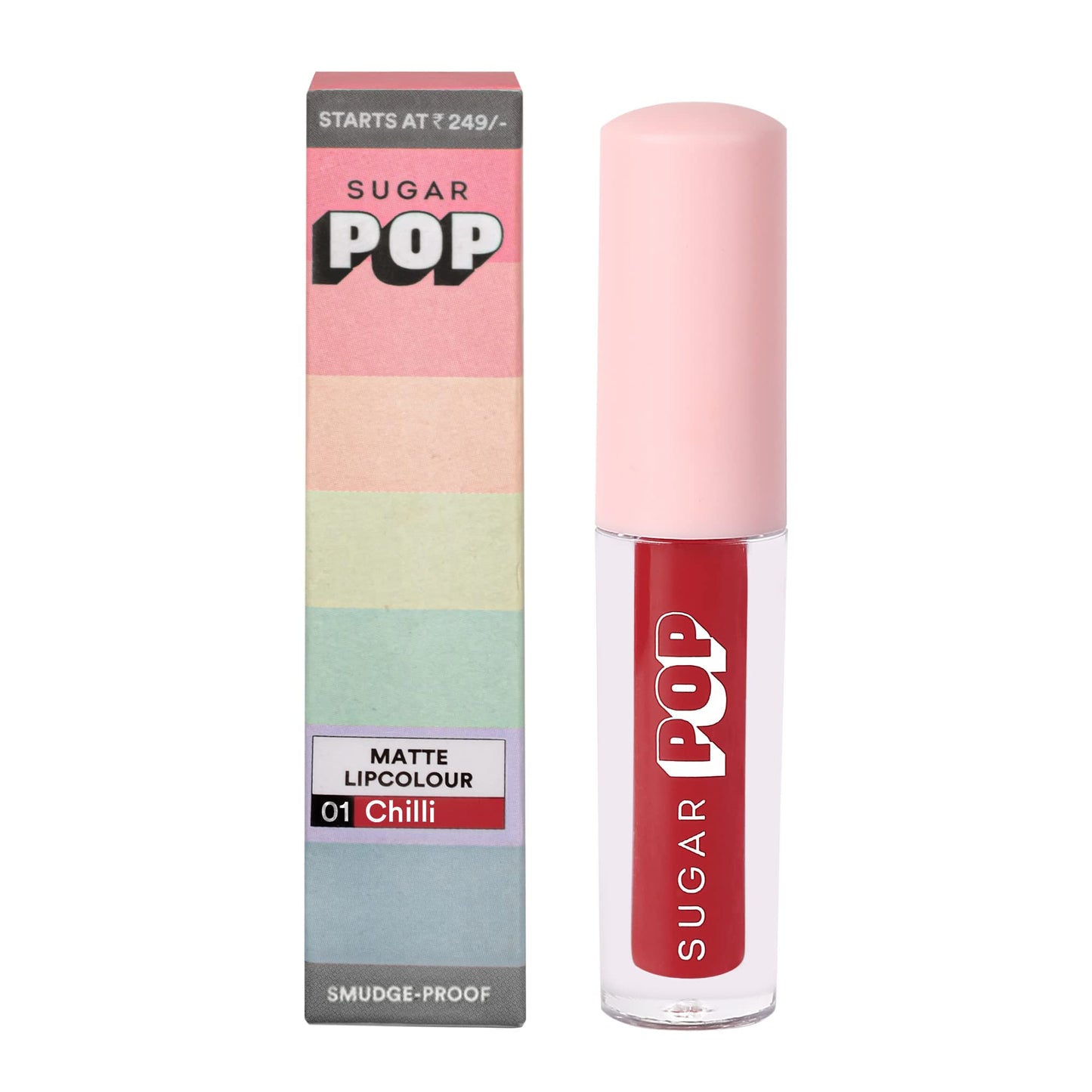 SUGAR POP Matte Lipcolour - 01 Chilli (Cherry Red) – 1.6 ml - Lasts Up to 8 hours l Red Lipstick for Women l Non-Drying, Smudge Proof, Long Lasting - SaumyasStore