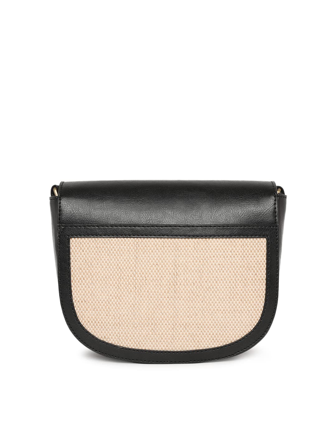 KLEIO Jute Canvas PU Leather Crossbody Side Sling Bag For Women Girls (HO8038KL-BL)(BLACK) - SaumyasStore