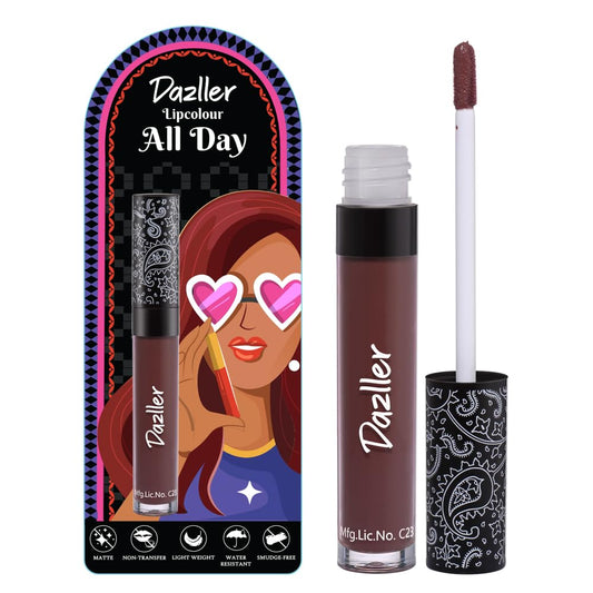 Dazller All Day Lipcolour,5g, DLC033-Alabaster, Ultra intense matte,Smudge-proof, Non-transfer,Lightweight,up to 8-hr Stay - SaumyasStore