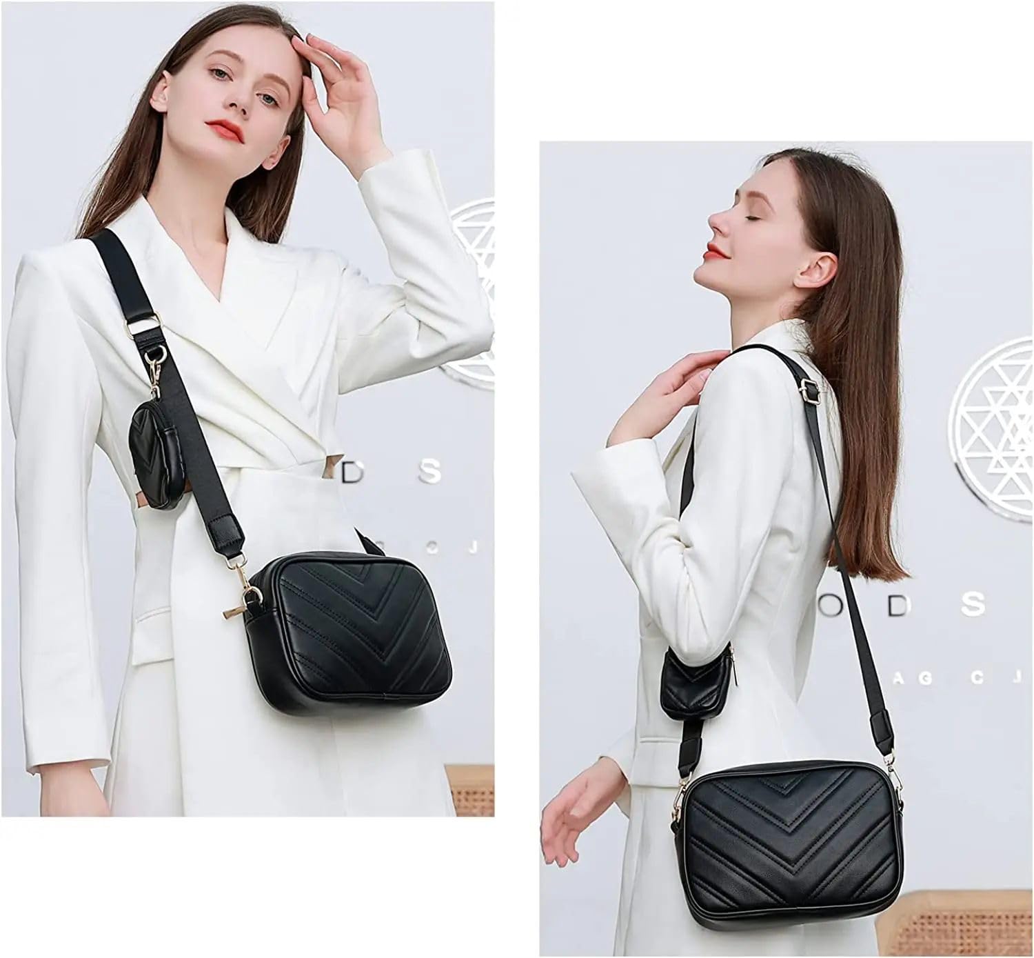 ADISA Women's Girls Cross Body Sling Bag with Pouch (SL5127_Black) - SaumyasStore