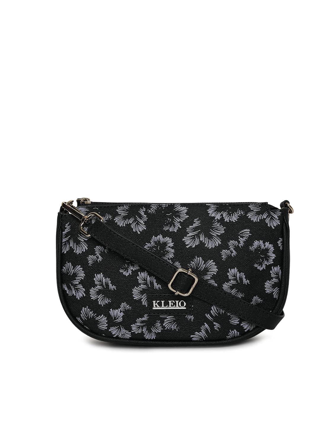 KLEIO Printed PU Leather Light Weight Double Sling Cross body Side Bag for Women and Girls(HO8071KL-BL)(Black) - SaumyasStore