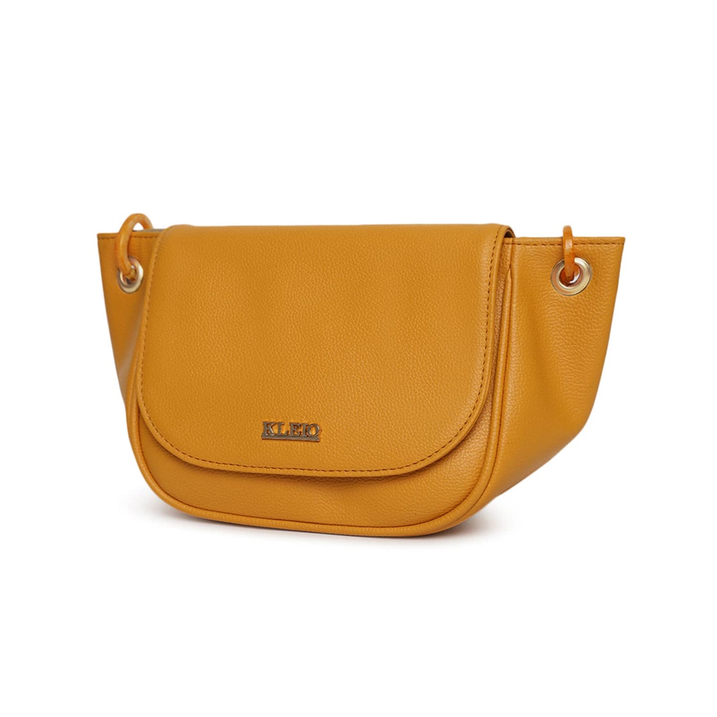 KLEIO Leather Side Sling Bag (Mustard) for Women with Adjustable Shoulder Strap & Magnetic Flap Closure | Short Strap Crossbody Bag for Girls to use Everyday in Formal and Casual Setting - SaumyasStore