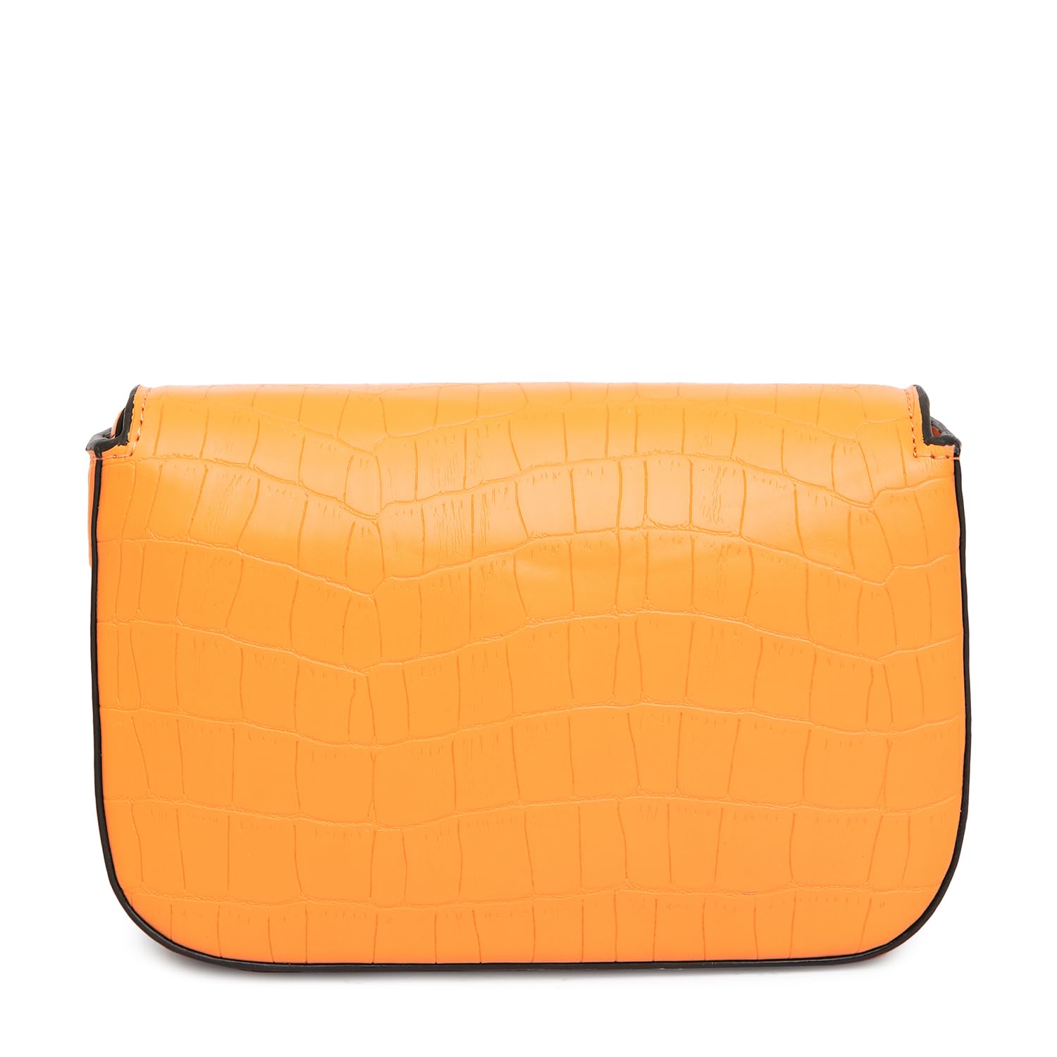 KLEIO Vegan Leather Mini Croco Textured Shoulder Bag Women with Magnetic Closure (Orange) |Water-resistent Shoulder Hand Bag for Girls |Ladies Bag for Everyday Use, Parties, Travel & College - SaumyasStore