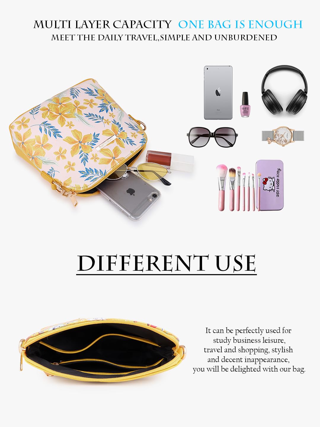 LAPIS O LUPO Women Flower Sling Bag (LLSL00105YL5 Yellow) - SaumyasStore