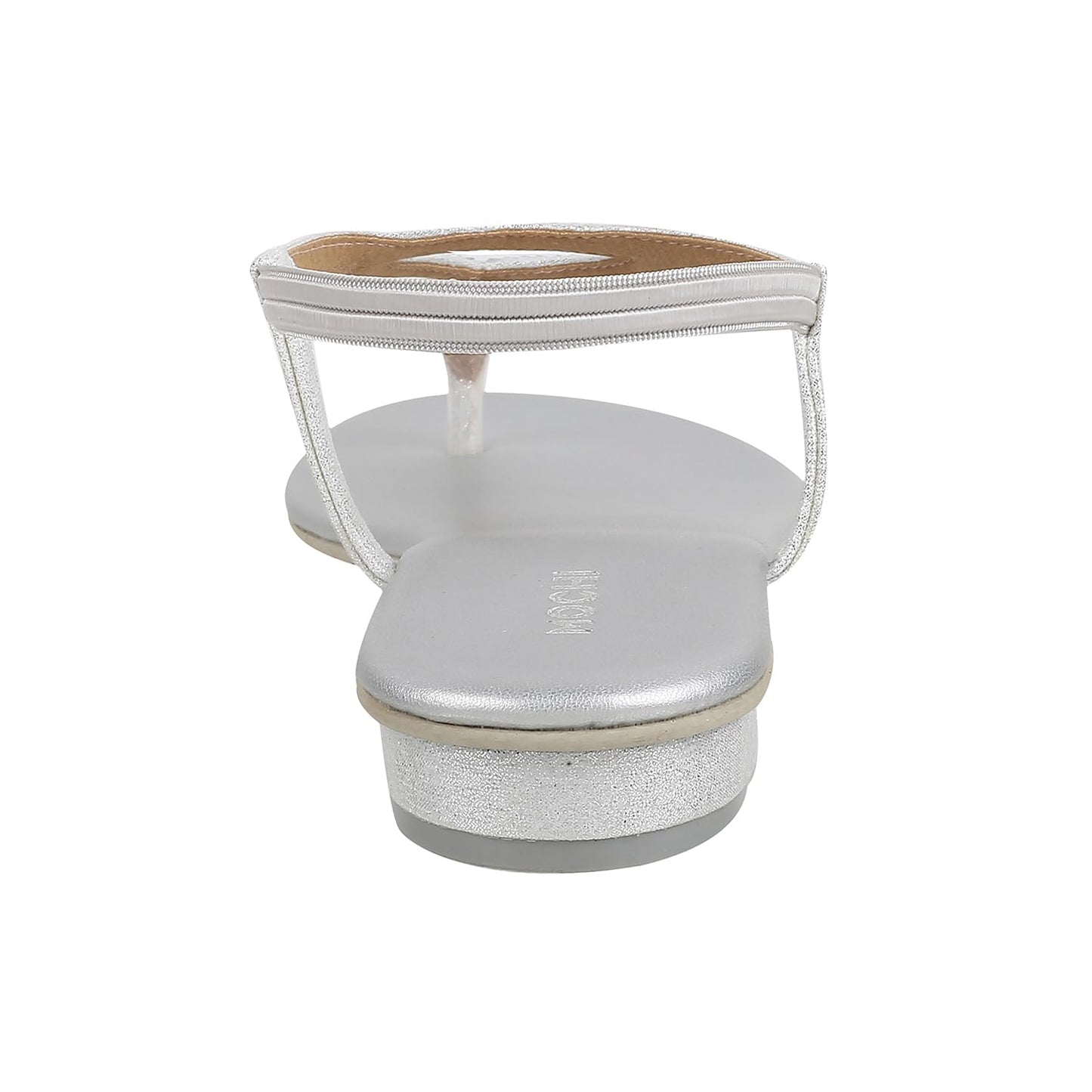 Mochi Women Silver Velvet Comfort & Flat Sandal UK/6 EU/39 (35-4917) - SaumyasStore