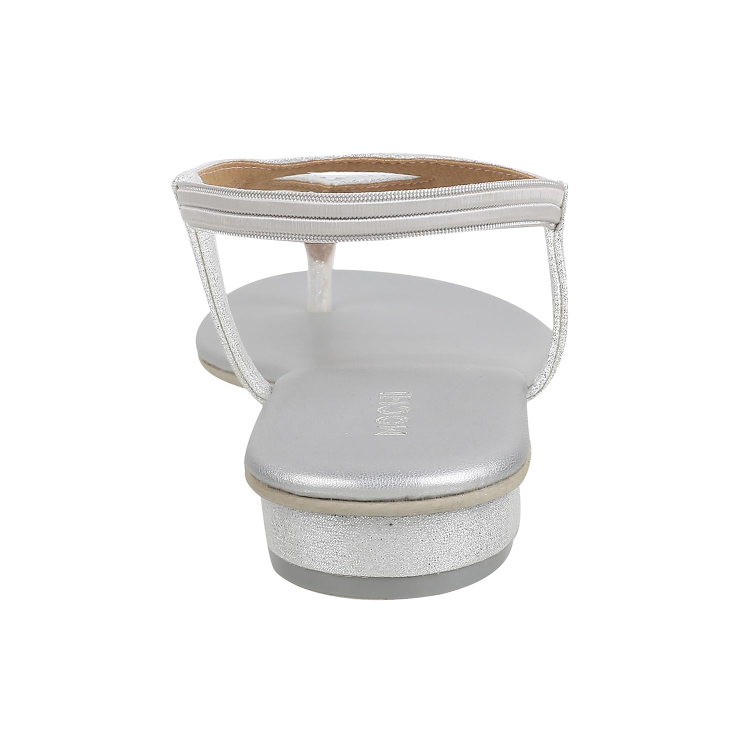 Mochi Women Silver Velvet Comfort & Flat Sandal UK/6 EU/39 (35-4917) - SaumyasStore