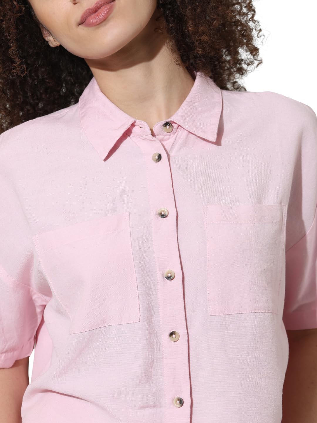 ONLY Women's Loose Fit Shirt (15333492-Roseate Spoonbill_Roseate - SaumyasStore