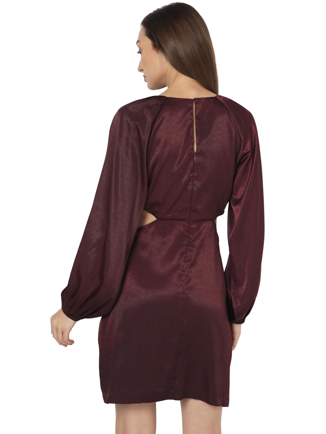 VERO MODA Women's Polyester A-Line Mini Dress (Winetasting) - SaumyasStore