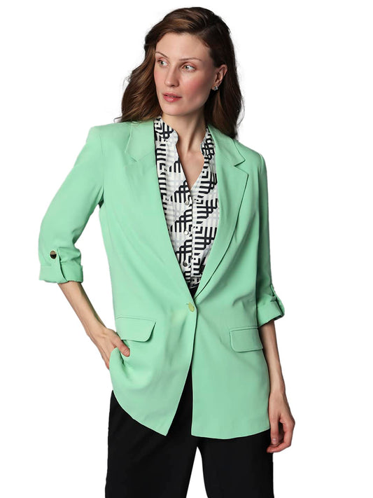 VERO MODA Women's Single-Breasted Blazer Regular 10298717-Light Grass Green_Light - SaumyasStore