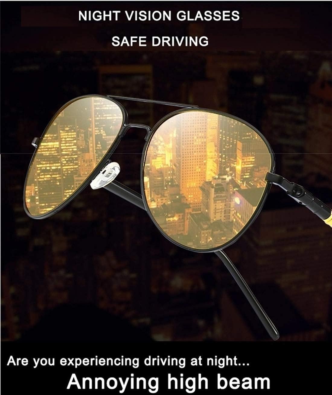 Black Jones Night Drive Yellow Sunglasses For Men and Women Wayfarer UV Protection Aviator Shape Goggles Sunglass - SaumyasStore