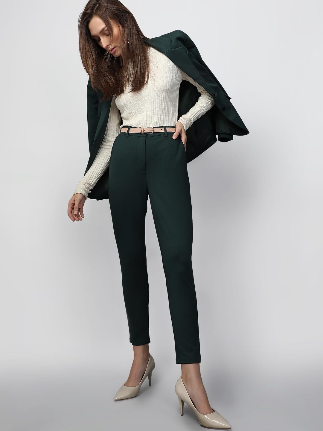 VERO MODA Women's Slim Pants (Ponderosa Pine) - SaumyasStore