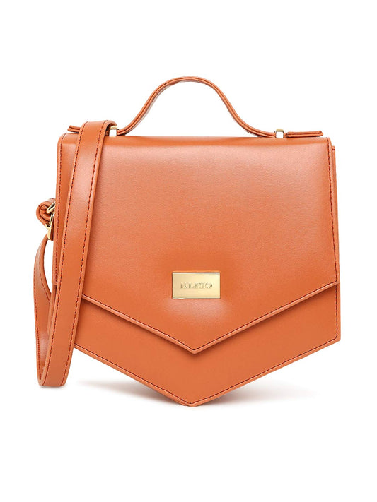 KLEIO PU Vibrant Unique Shape Cross Body Sling Hand Bag For Girls Women Ladies (Tan) (HO8012KL-TA) - SaumyasStore