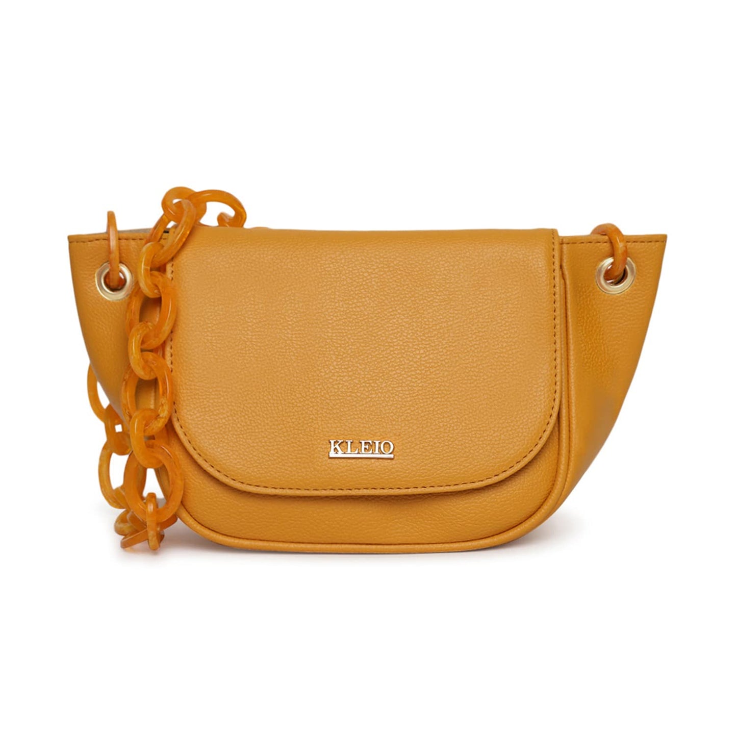 KLEIO Leather Side Sling Bag (Mustard) for Women with Adjustable Shoulder Strap & Magnetic Flap Closure | Short Strap Crossbody Bag for Girls to use Everyday in Formal and Casual Setting - SaumyasStore